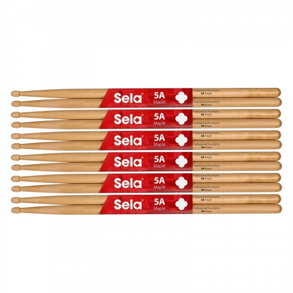 Sela Professional 5A Maple Drumsticks, 6 Pack
