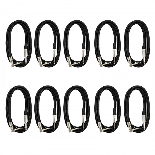 Venom SIDEWINDER-10 Angled-Straight Guitar Lead 10ft (10 Pack)