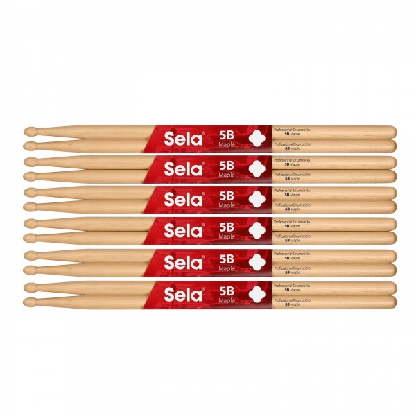 Sela Professional 5B Maple Drumsticks, 6 Pack