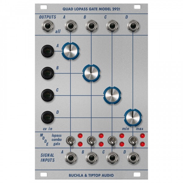 Buchla & Tiptop Audio 292T Quad Lopass Gate Model - Front Panel