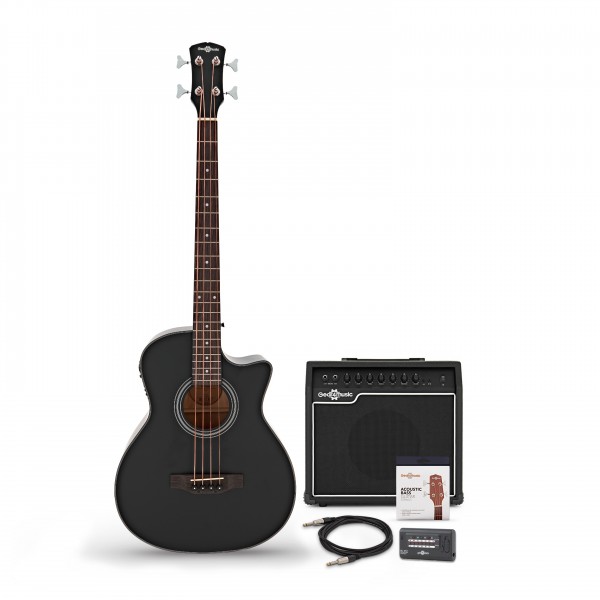 Electro Acoustic Bass Guitar, Black + 35W Amp Pack