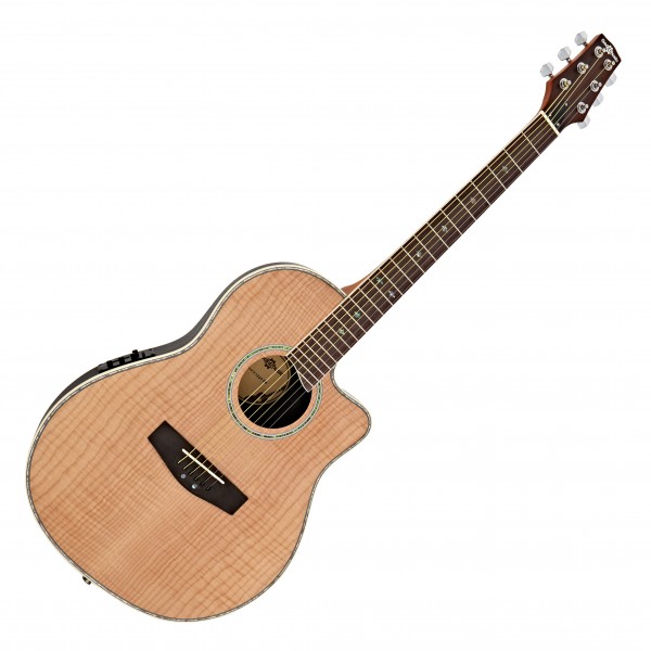 Deluxe Roundback Electro Acoustic Guitar by Gear4music, Flamed Maple