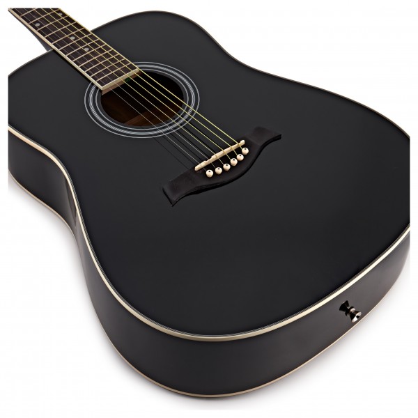 Dreadnought Left Handed Acoustic + Accessory Pack, Black