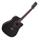 Dreadnought 12-str&auml;ngad Semiakustisk Gitarr av Gear4Music, Black
