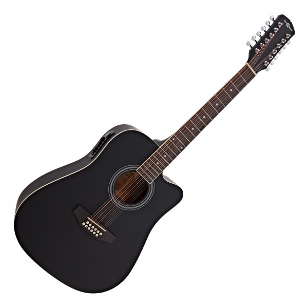 Dreadnought 12 String Electro Acoustic Guitar by Gear4music, Black