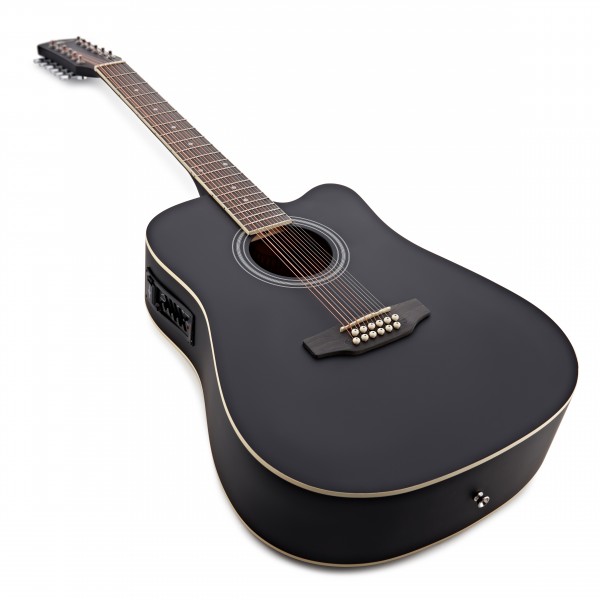 Dreadnought 12 String Electro Acoustic Guitar by Gear4music, Black