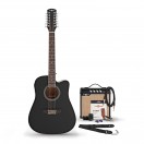 Dreadnought 12-str&auml;ngad Semiakustisk Gitarr, Black, 15W akustisk f&ouml;rst&auml;rkare och tillbeh&ouml;rspaket