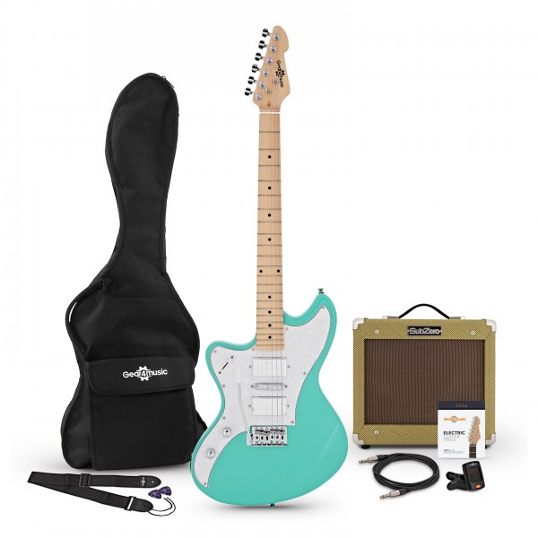 Seattle Left Handed Guitar and SubZero V35RG Amp Pack, Seafoam Green