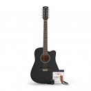 Dreadnought 12-saitige Akustikgitarre mit Zubeh&ouml;rset von Gear4music, Schwarz