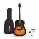 Deluxe Dreadnought Acoustic Guitar Pack by Gear4music, Mahogany