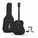 Guitarra Acústica Gear4music Dreadnought Negra, Pack Completo con Accesorios