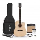 Dreadnought-Cutaway-Elektroakustikgitarre, Natur, mit 15-Watt-Verst&auml;rker und Zubeh&ouml;rset