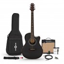 Roundback-Elektroakustikgitarre, Schwarz, im Paket mit 15-Watt-Verst&auml;rker