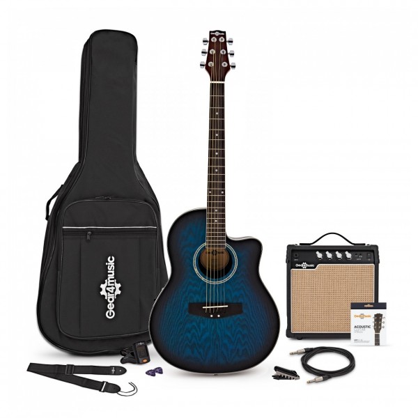 Deluxe Roundback Guitar and 15W Amp Pack, Blue