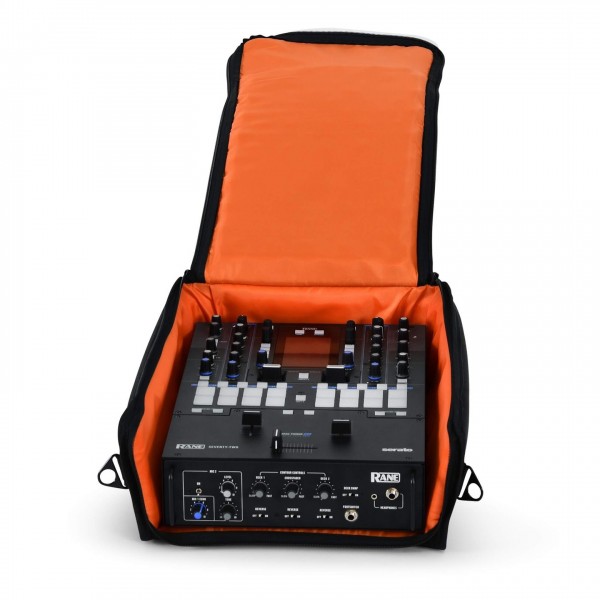 Gator GCLUBRN72 Bag for Rane 72 Mixer - Front, Open with Mixer