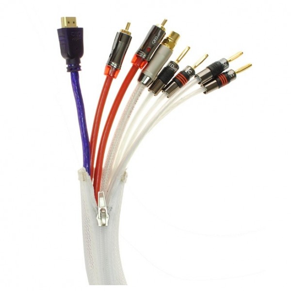 Fisual Expandable Zip Up Cable Tidy White 1m