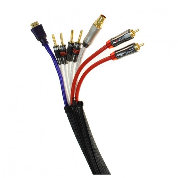 Fisual Expandable Zip Up Cable Tidy Black 1m
