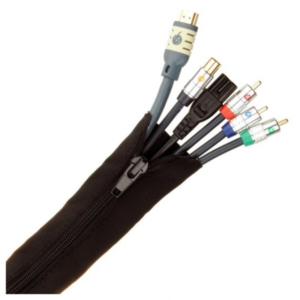Fisual Zip Cable Tidy Wrap 30mm Diameter Black 2m