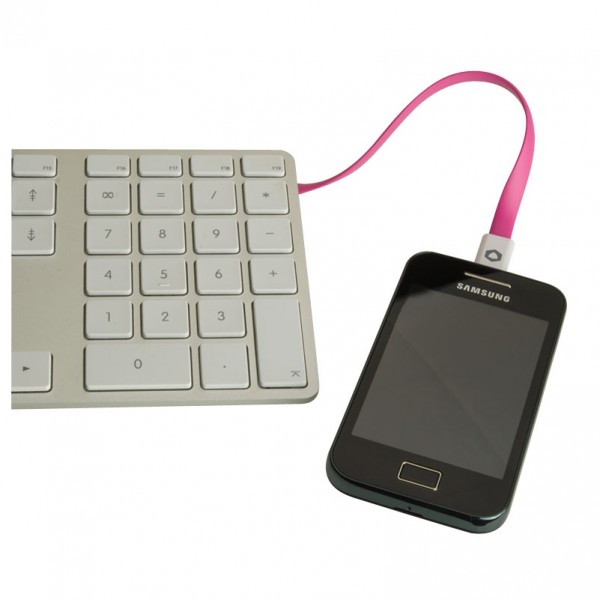 Mighty Mate MM2 Pink Micro Compact Portable USB Phone/Tablet Charging Cable