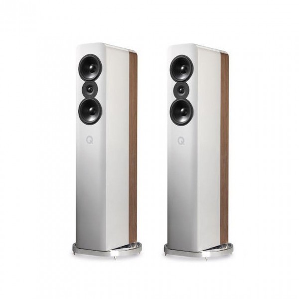 Q Acoustics Concept 500 Gloss White / Light Oak Floorstanding Speakers (Pair)