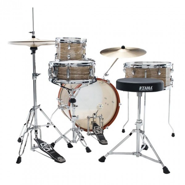 Tama Club-Jam Shell Pack w/ Cymbal Holder, Cream Marble Wrap - Back
