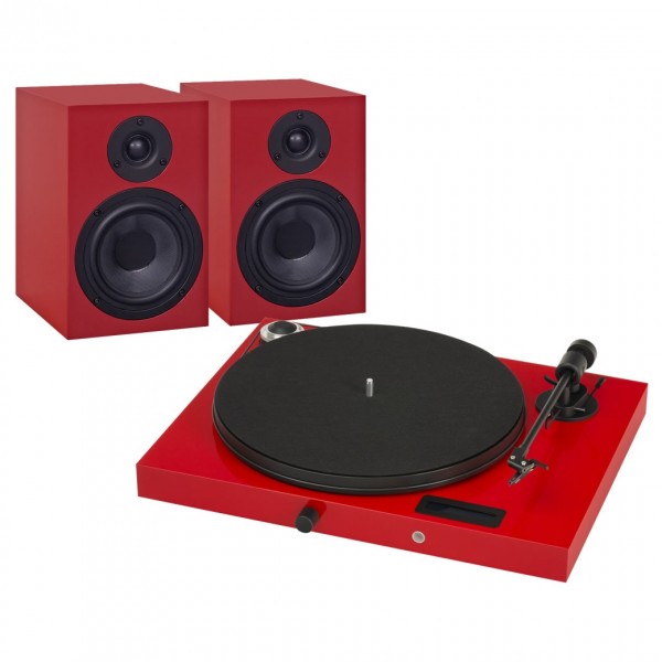 DISC Pro-Ject Juke Box E Speaker Box 5 Red Turntable Speaker Bundle at ...