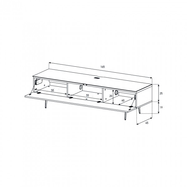 Spitfire Design Studio AV1650S White Slim TV Cabinet w/ Oak Door