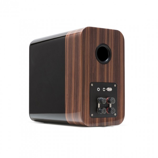 Q Acoustics Concept 300 Gloss Black / Rosewood Bookshelf Speakers (Pair) w/ Tripod Speaker Stands