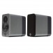 Q Acoustics Concept 300 Silver / Ebony Bookshelf Speakers (Pair) w/ Tripod Speaker Stands