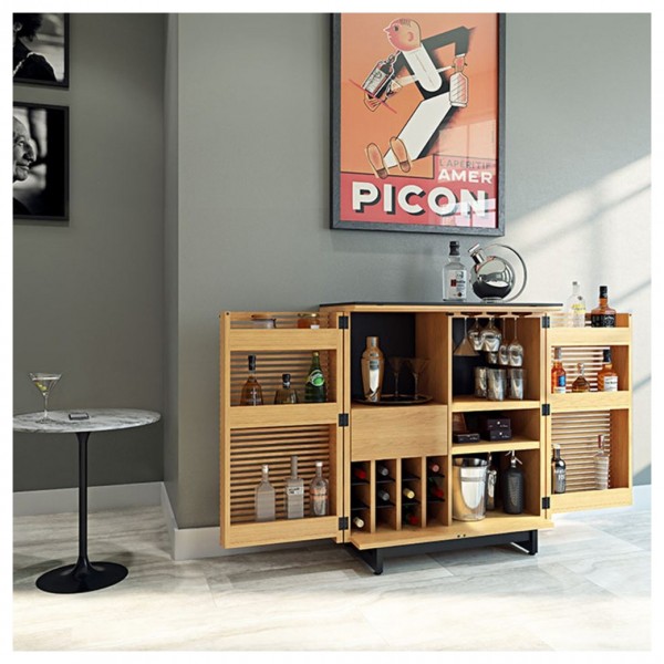 BDI Corridor 5620 White Oak Home Bar Cabinet