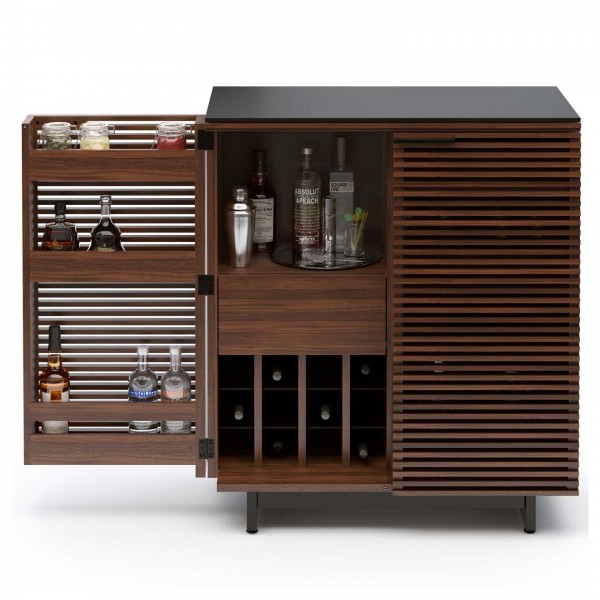 BDI Corridor 5620 Chocolate Stained Walnut Home Bar Cabinet
