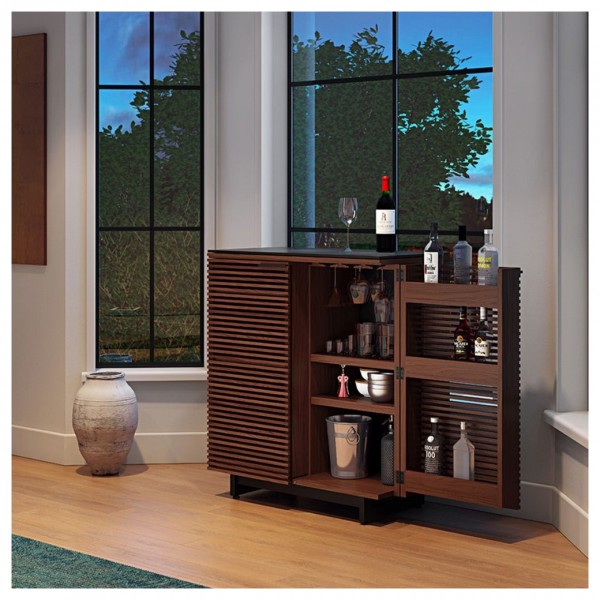 BDI Corridor 5620 Chocolate Stained Walnut Home Bar Cabinet