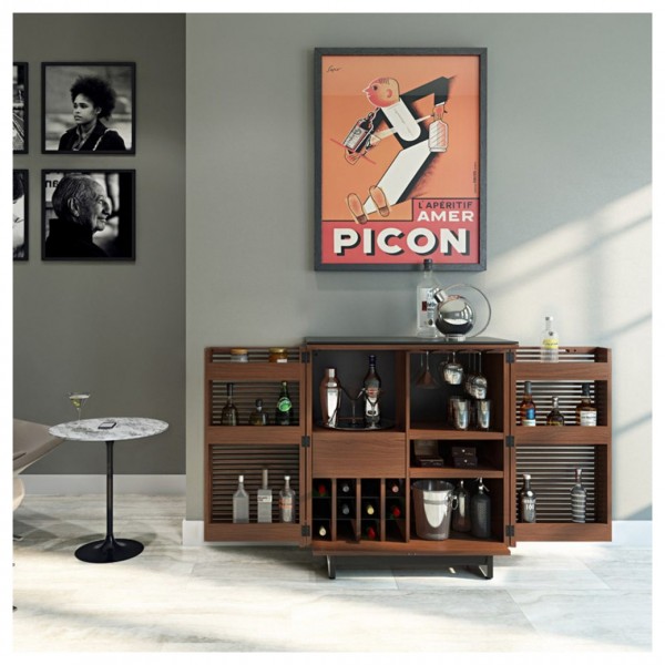 BDI Corridor 5620 Chocolate Stained Walnut Home Bar Cabinet