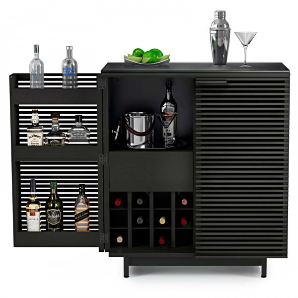 BDI Corridor 5620 Charcoal Stained Ash Home Bar Cabinet