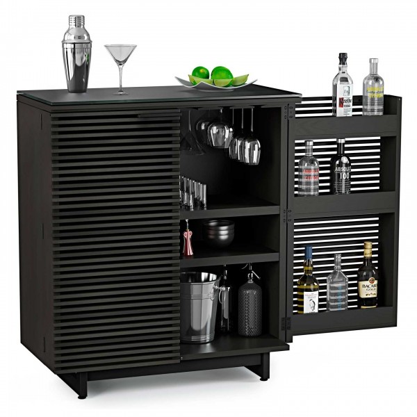 BDI Corridor 5620 Charcoal Stained Ash Home Bar Cabinet