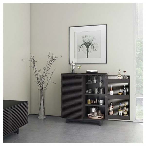 BDI Corridor 5620 Charcoal Stained Ash Home Bar Cabinet