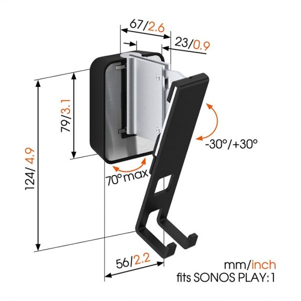 Vogels SOUND 4201 Black Wall Bracket For Sonos PLAY:1 (Single)