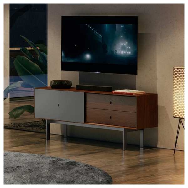BDI Margo 5229 Toasted Walnut / Fog Grey Media Cabinet