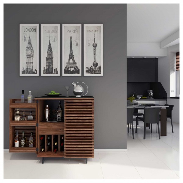 BDI Corridor 5620 Natural Walnut Home Bar Cabinet