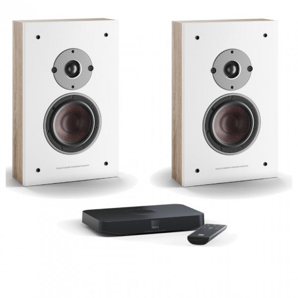 DALI OBERON On-Wall-C Active Light Oak Speakers (Pair) w/ Sound Hub Compact