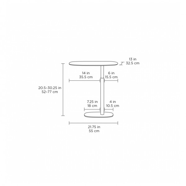 BDI Serif 1045 Pepper Adjustable Laptop Table