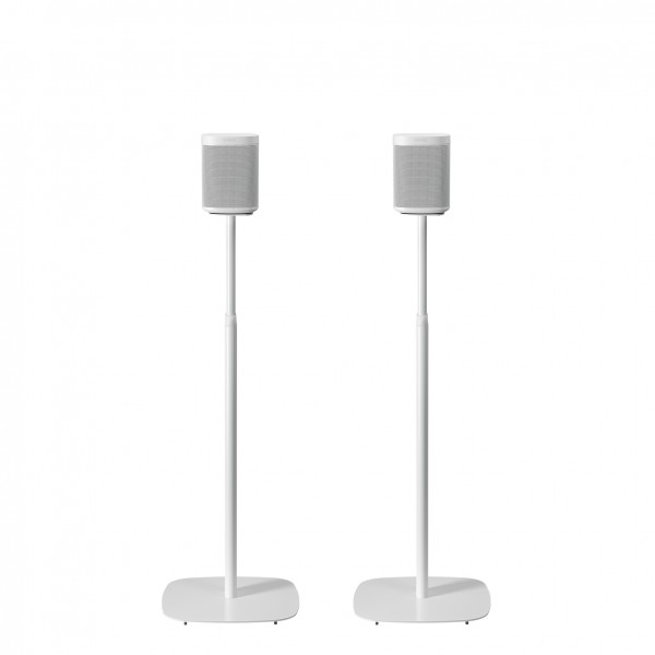Mountson Adjustable Floor Stand For Sonos One, SL & Play:1 White (Pair)