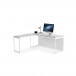 Centro 6401 Desk Satin White on Oak / Grey Glass