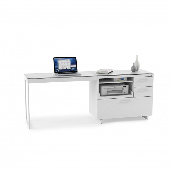 Centro 6402 Return Satin White on Oak / Grey Glass
