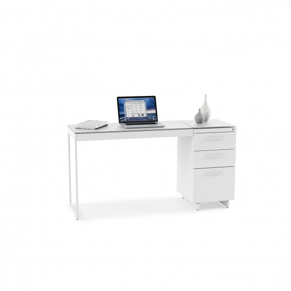 Centro 6402 Return Satin White on Oak / Grey Glass