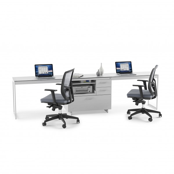 Centro 6417 Multifunction Cabinet Satin White on Oak / Grey Glass