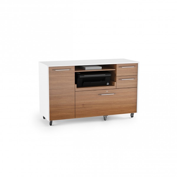 Format 6320 Multifunction Cabinet Satin White / Natural Walnut