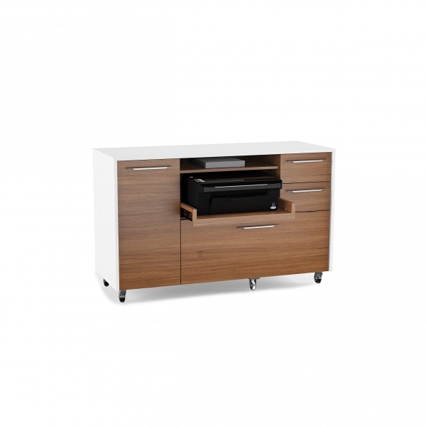 Format 6320 Multifunction Cabinet Satin White / Natural Walnut
