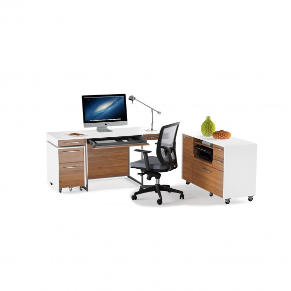 Format 6320 Multifunction Cabinet Satin White / Natural Walnut