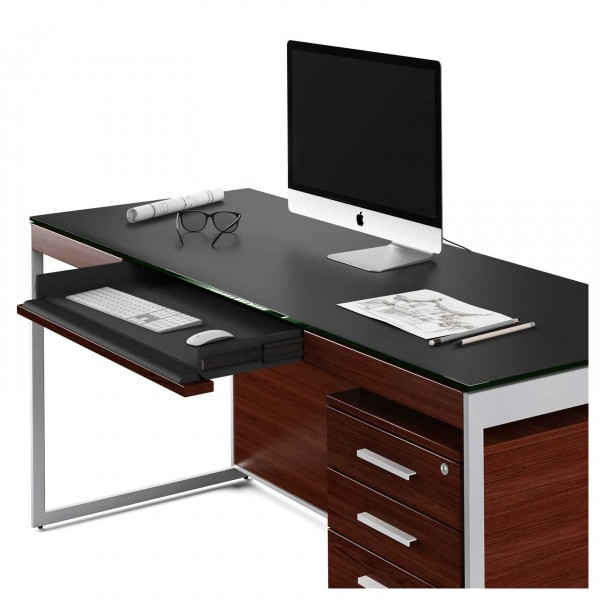 Sequel 20 6101 Desk Chocolate Stained Walnut w/ Satin Nickel Legs